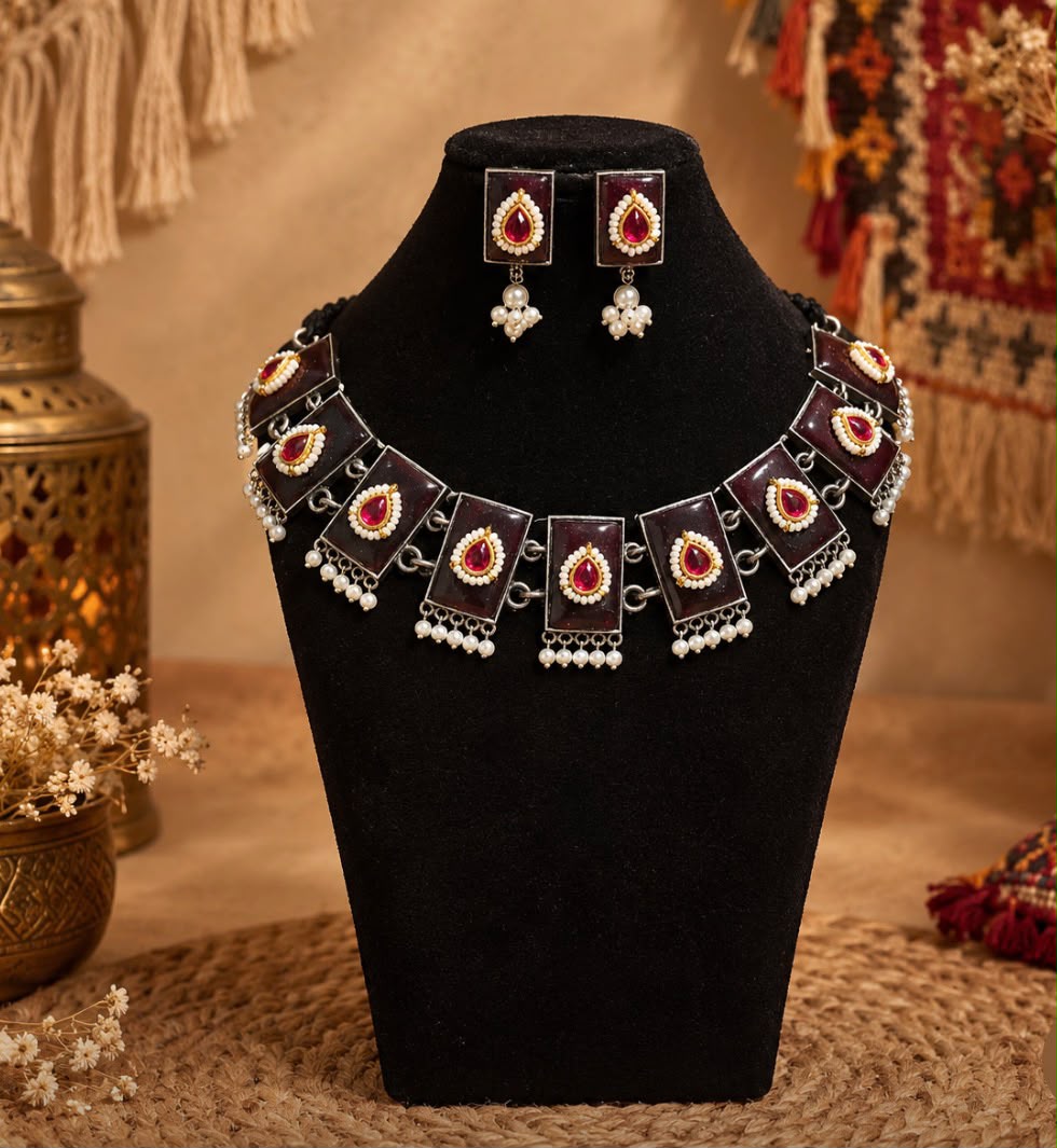 Maroon Pulki Kundan Choker Set
