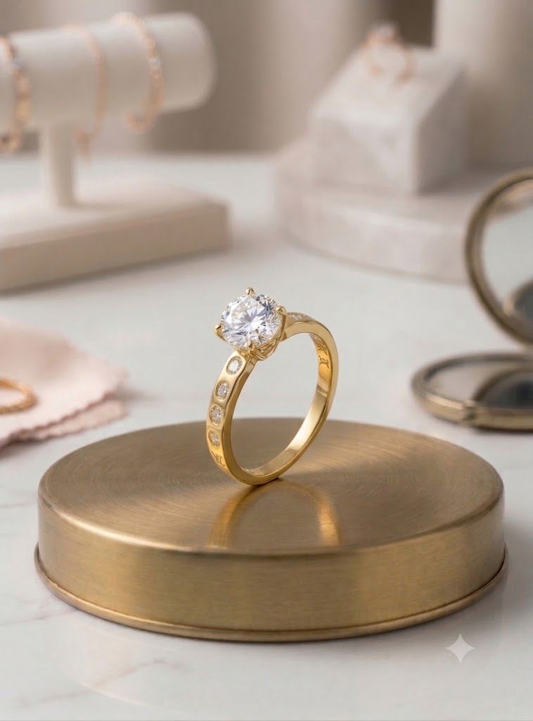 Adjustable Ring one single diamond