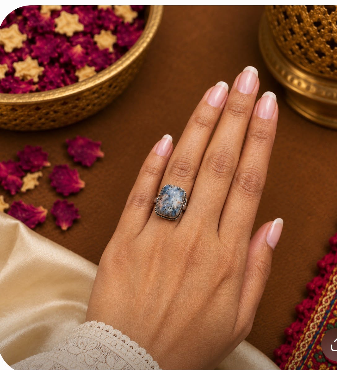 floral multicolor marble bead