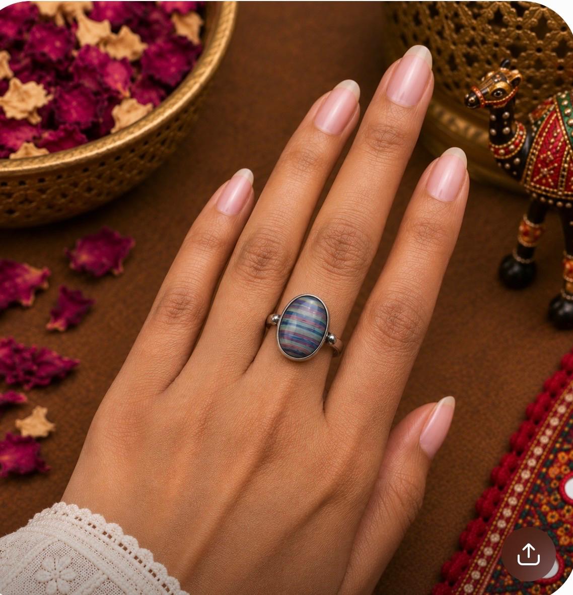 Rainbow ring multicolor Marble design 2