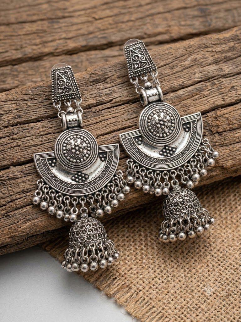 Oxidised Statement Earring with Jhumka Design