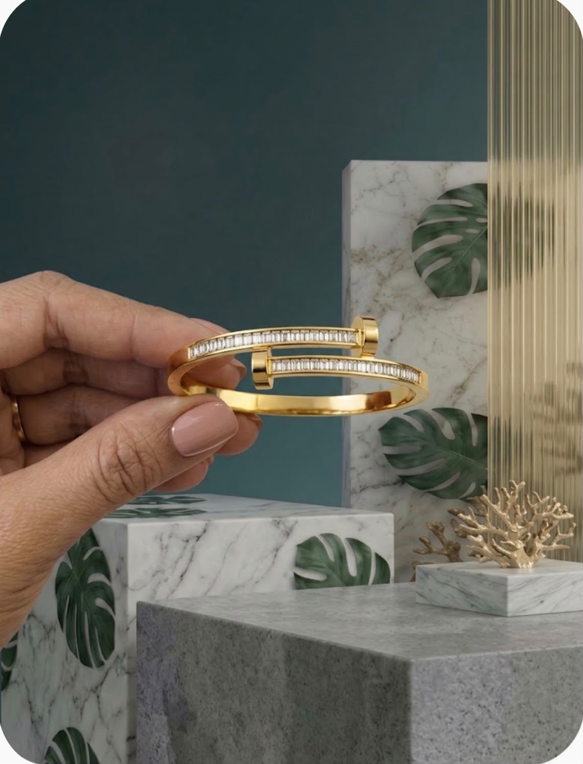 Stoned Nail open  Bangle