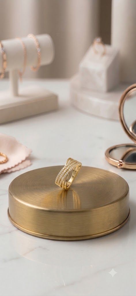 Adjustable layered ring with AD stones