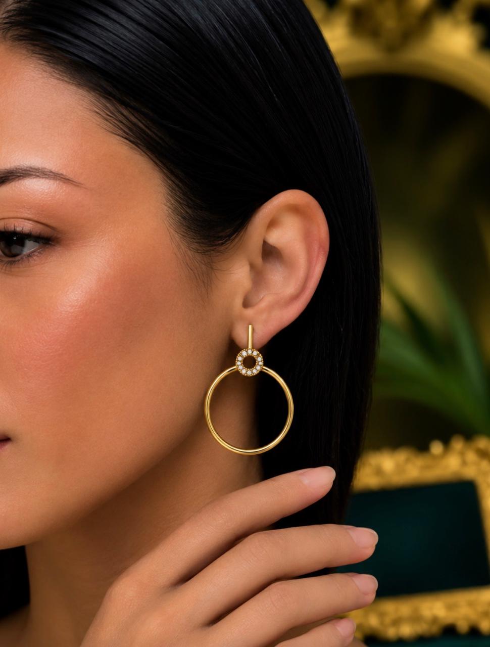 Statement Earring -Hoop with stone
