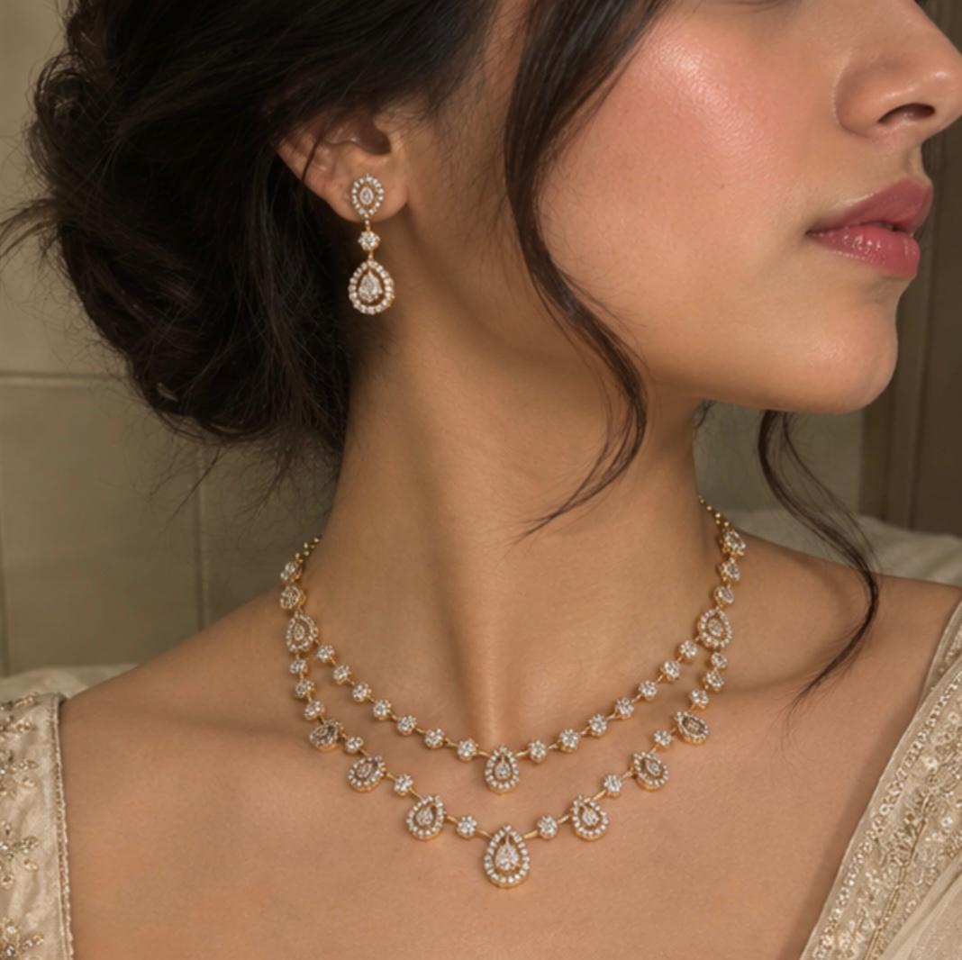 AD Layered Necklace paired with Earring