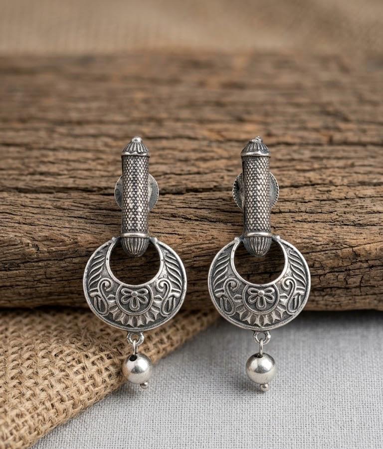 Oxidised German Silver with Pearl Hanging
