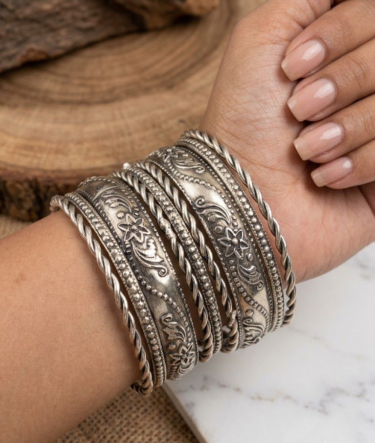 Oxidised Bangle Set